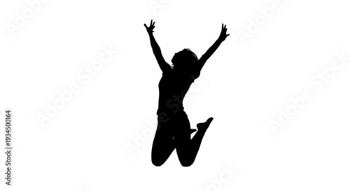 Silhouette of woman jumping high.