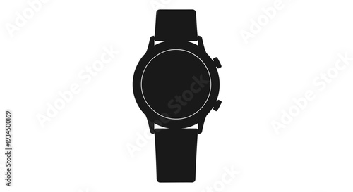 Black Watch with Rubber Strap Closeup.