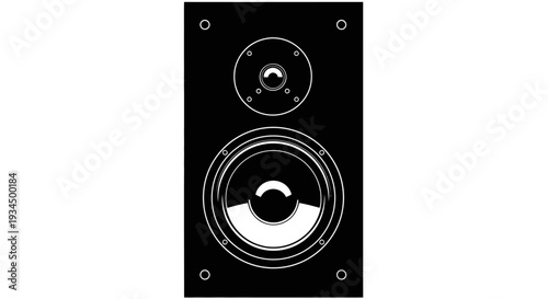 Black speaker with two woofers closeup.