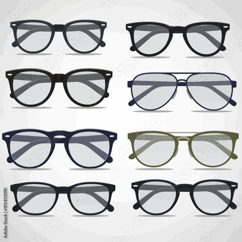 Collection of Diverse Eyeglasses Styles on a Light Background