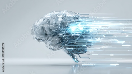 brain made of glowing neural networks technology