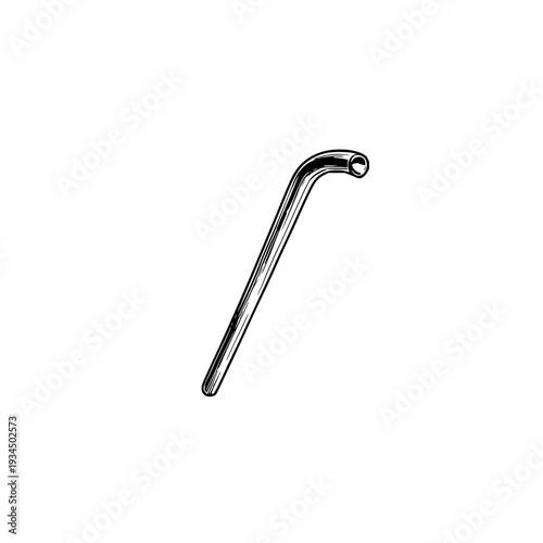 Illustration of a bent metal tube with a circular opening on a white background for design work one hundred