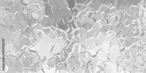 Abstract Grayscale Cracked Ice Texture Background with Organic Cell-like Patterns and Smooth Reflective Surfaces