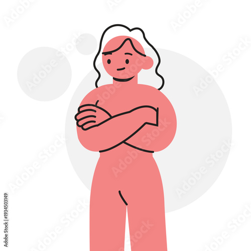 Woman Character with Arms Crossed Representing Confidence, Self-Assurance, and Professional Standing Concept. Character Vector illustration design.