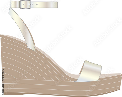 Wedge heels side view vector illustration. High heels vector.