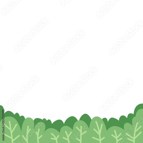 Flat Green Bush Border Illustration