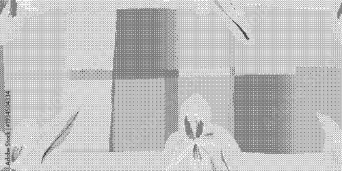 Monochrome fabric texture with geometric shapes and patterns