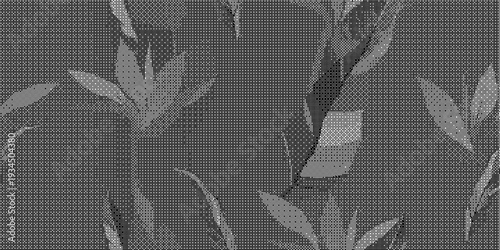 Dark grey fabric with leaf pattern and botanical design