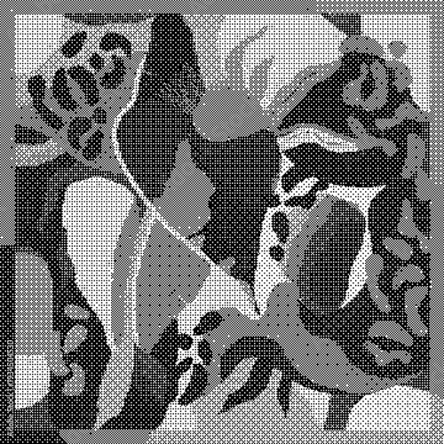 Foto A black and white halftone illustration of a floral pattern