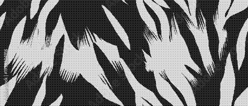 Black and white zebra print fabric texture with animal fur pattern
