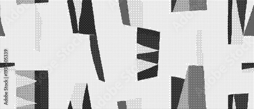 Black and white geometric shapes on textured with abstract design