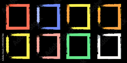 Six rectangular frames with textured edges in various bright colors