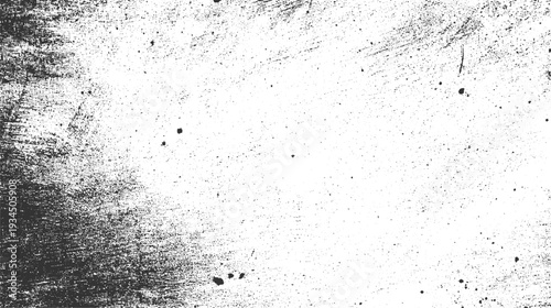 Black textured grunge overlay with scattered dots and lines on white background