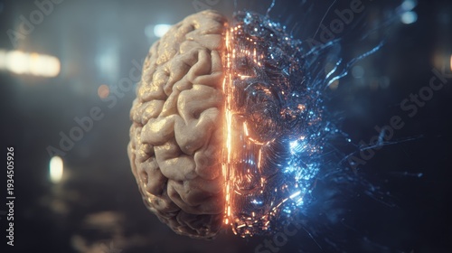 human brain with left and right parts