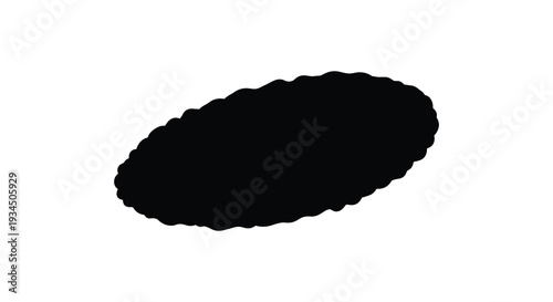 A dark textured organic shape dominates a white background creating a striking visual contrast a silhouette