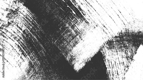 Black and white textured brush strokes on a white background with grainy details