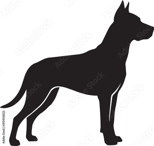 Majestic Great Dane Dog Silhouette Standing Tall in a Strong Profile Vector Design, Isolated Image