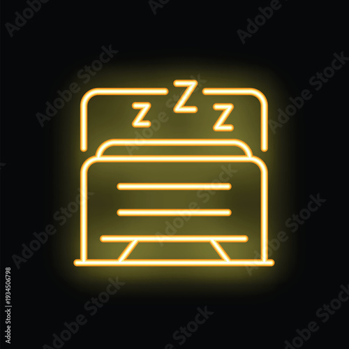 Bright neon yellow icon of a bed with z's floating above, indicating sleep