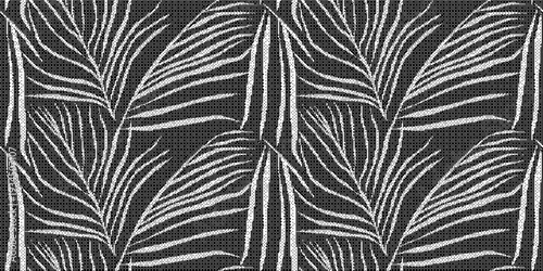 Black and white leaf pattern fabric with seamless texture and natural design