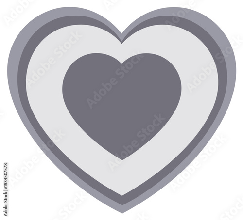 Monochromatic nested hearts illustration for symbolic love concept and romantic graphics design