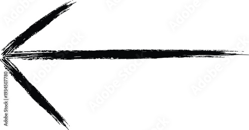 Black arrow pointing right, abstract brush stroke, white background