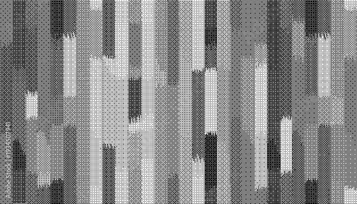 Monochromatic geometric pattern with abstract shapes and lines on gray background