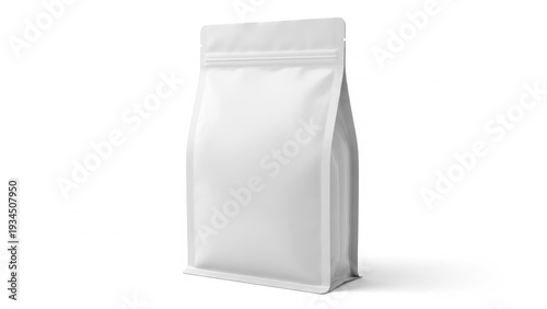Elegant standing white resealable pouch for food, beverage, or product packaging solutions