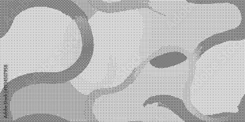 Black and white floral pattern on gray fabric with woven texture