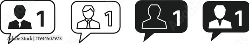 User Profile Notification Icons in Speech Bubble Style Isolated on White Background for Social Media and Messaging Apps