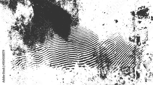 Black fingerprint texture with white background and scattered dark speckles