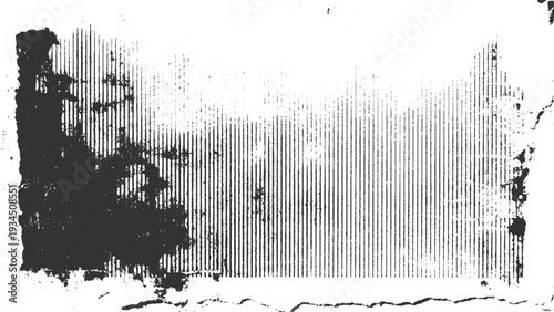 Distressed black and white textured background with vertical lines and irregular dark splotches abstract