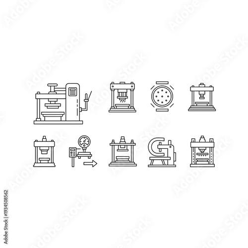 3D Printing Machine and Equipment Icons Set