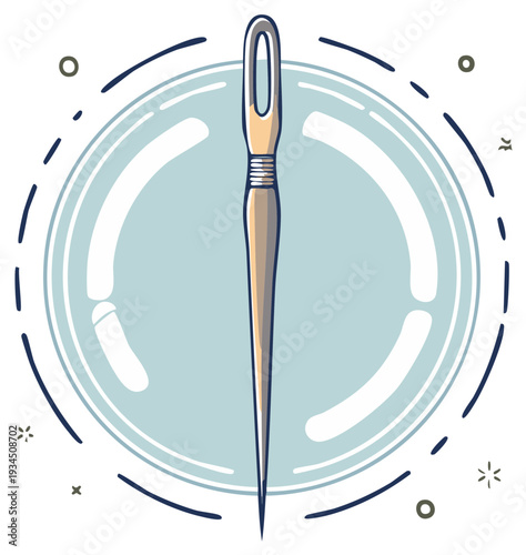 Stylized Needle for Sewing and Needlework in a Clean, Modern Design with Circular Accents