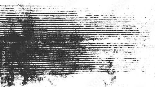 Dark horizontal lines and speckles on a white background with textured grunge effect abstract black