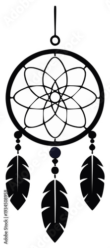 Traditional cultural dreamcatcher spiritual symbol illustration tribal amulet charm