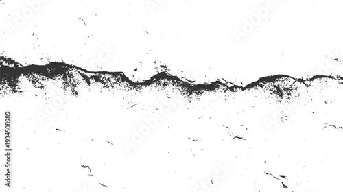 Black and white textured background with a prominent jagged dark line across the center and scattered small dark specks on a white surface