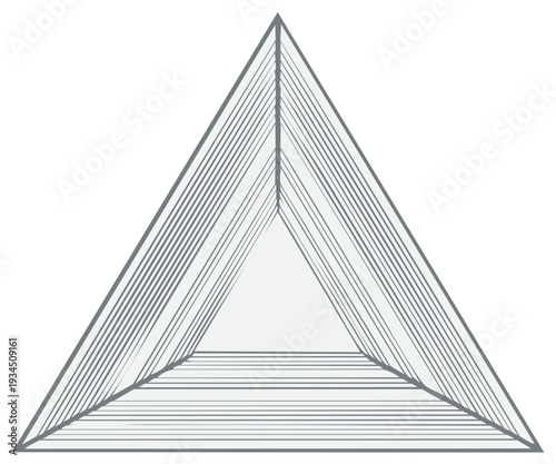 Abstract perspective triangle optical illusion with linear shading and inner space