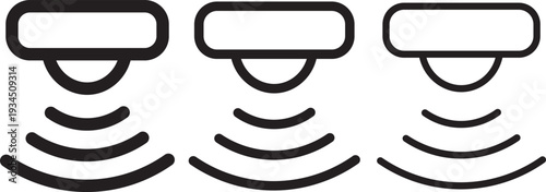 Motion sensor icon in thin stroke and flat .Motion sensor icon set. PIR detection symbols. Movement alert graphic design. Motion sensor icon vector Illustration