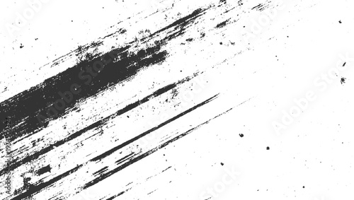 Black ink brush strokes and splatters on white background texture abstract chalk