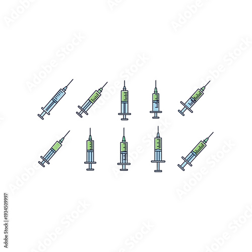Medical Syringe Icons: Vaccine and Injection Illustrations