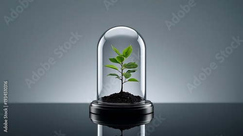 Financial safe haven defensive investment protected green plant under glass dome symbolizing capital preservation secure wealth shelter and resilient growth strategy