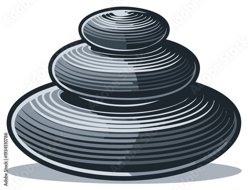 Stack of smooth oval stones balanced in a harmonious Zen style illustration