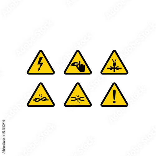 Free Download Caution Safety Warning Icons - Industrial Hazard Triangle Signs - GFXLoad