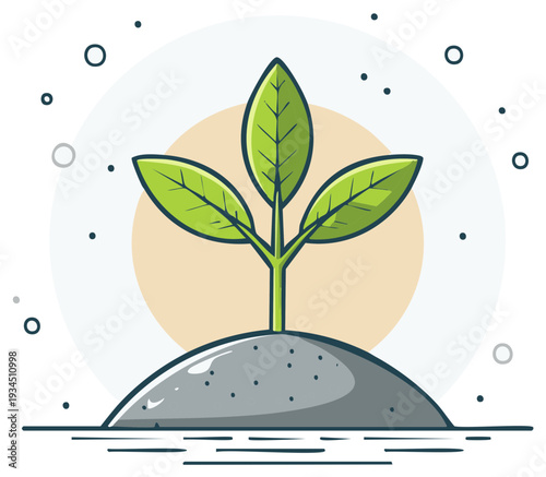 Illustration of a Young Plant Growing from Soil Symbolizing Growth, Life, and Eco Awareness