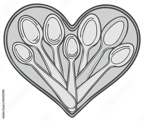Spoons Arranged in Heart Shape Illustration