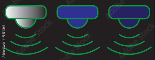 Motion sensor icon in thin stroke and flat .Motion sensor icon set. PIR detection symbols. Movement alert graphic design. Motion sensor icon vector Illustration