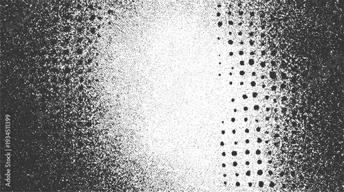 Black and white speckled gradient with circular dot pattern transition