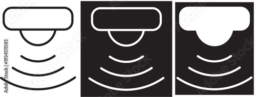 Motion sensor icon in thin stroke and flat .Motion sensor icon set. PIR detection symbols. Movement alert graphic design. Motion sensor icon vector Illustration