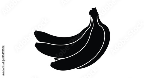 A striking black silhouette depicts a bunch of ripe bananas showcasing their curved form silhouette high quality professional
