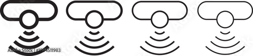 Motion sensor icon in thin stroke and flat .Motion sensor icon set. PIR detection symbols. Movement alert graphic design. Motion sensor icon vector Illustration